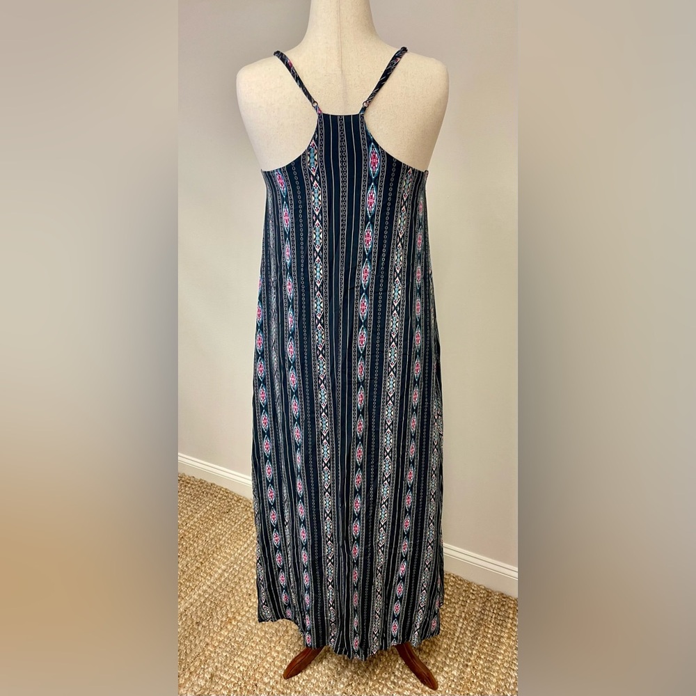 She and Sky Black and Pink Striped Maxi Dress